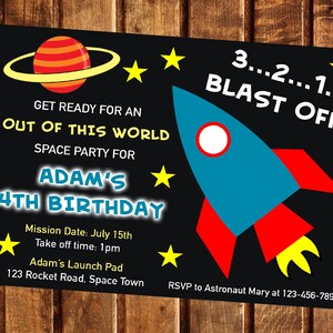 Space Invitation, Space Birthday Invitation, Rocket Invitation, Rocket Birthday Invitation, Outer space, Outer Space Party, Astronaut Party