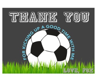 Soccer Thank You Card, Soccer Birthday, Soccer Ball Thank You, Soccer Party, Sports Thank you, Sports Birthday, Thank you Card, Printable