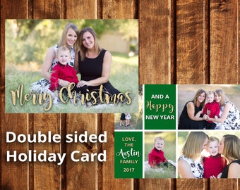 Christmas Card, Photo Christmas Card, Photo Holiday Card, Double Sided Christmas Card, Printable Christmas Card, Merry Christmas Card