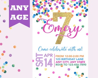 7th birthday invite etsy