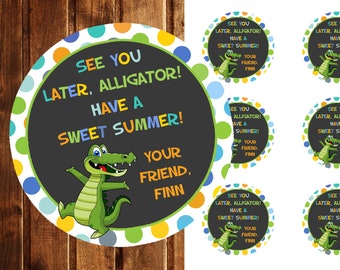 End of School Year Favor Tag, Last Day of school tags, PRINTABLE Last Day of School Labels, Classroom Favors, See you later Alligator tag