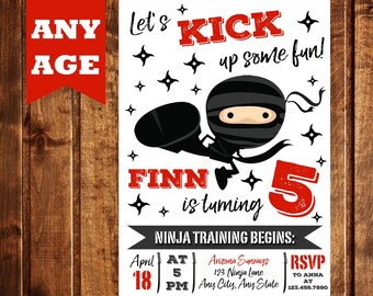 Ninja Birthday Invitation, Martial Arts Invite, Ninja Birthday Party, Ninja Invitation, Ninja Party, Ninja Birthday Invitations, Digital