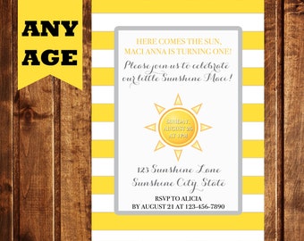 Sunshine Invitation, Sunshine Birthday Invitation, Sunshine Party, Summer Invitation, You are my sunshine, 1st Birthday, Digital, Printables
