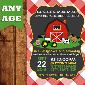 Farm Birthday Invitation, Farm Birthday, Farm Animals Invitation, Farm Party, Farm Invitation, Barnyard Birthday, Barnyard Invitation