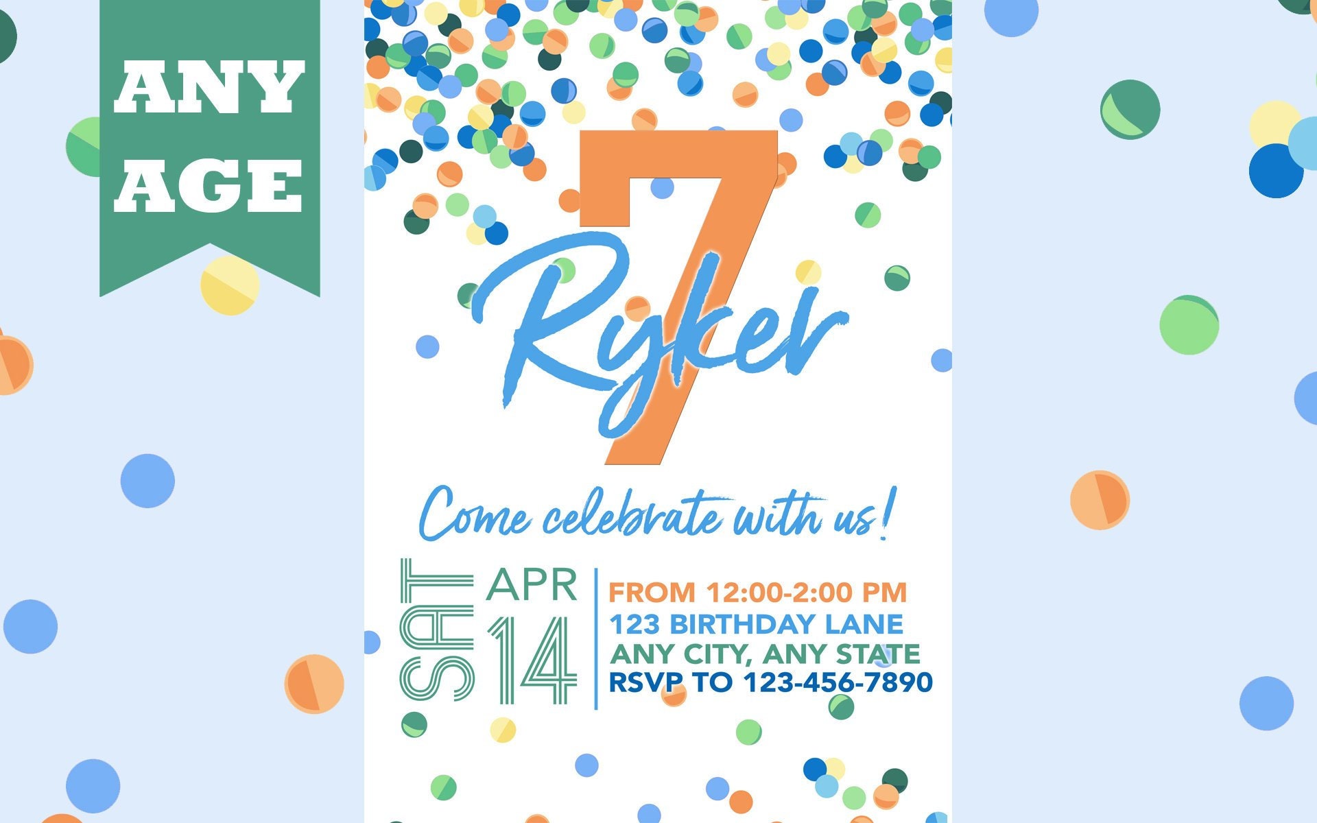 Boy 7Th Birthday Invitation Background picshenanigan