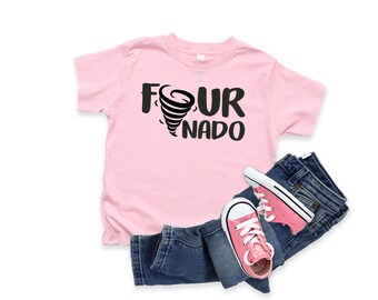 Fournado Birthday T-Shirt, Birthday GIRL Shirt, Four Year Old Birthday Shirt, 4th Birthday, Fourth Birthday, Kids Birthday Shirt, Number 4