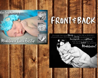 Birth Announcement - Photo Birth Announcement - Custom Birth Announcements - Birth Announcement Cards - Birth Announcements, Double Sided