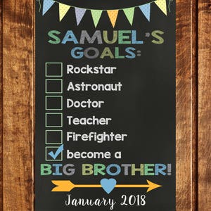 Big Brother Announcement, Pregnancy Announcement, Goal Checklist, Big Brother Announcement Sign, Pregnancy Reveal, Big Sister Announcement