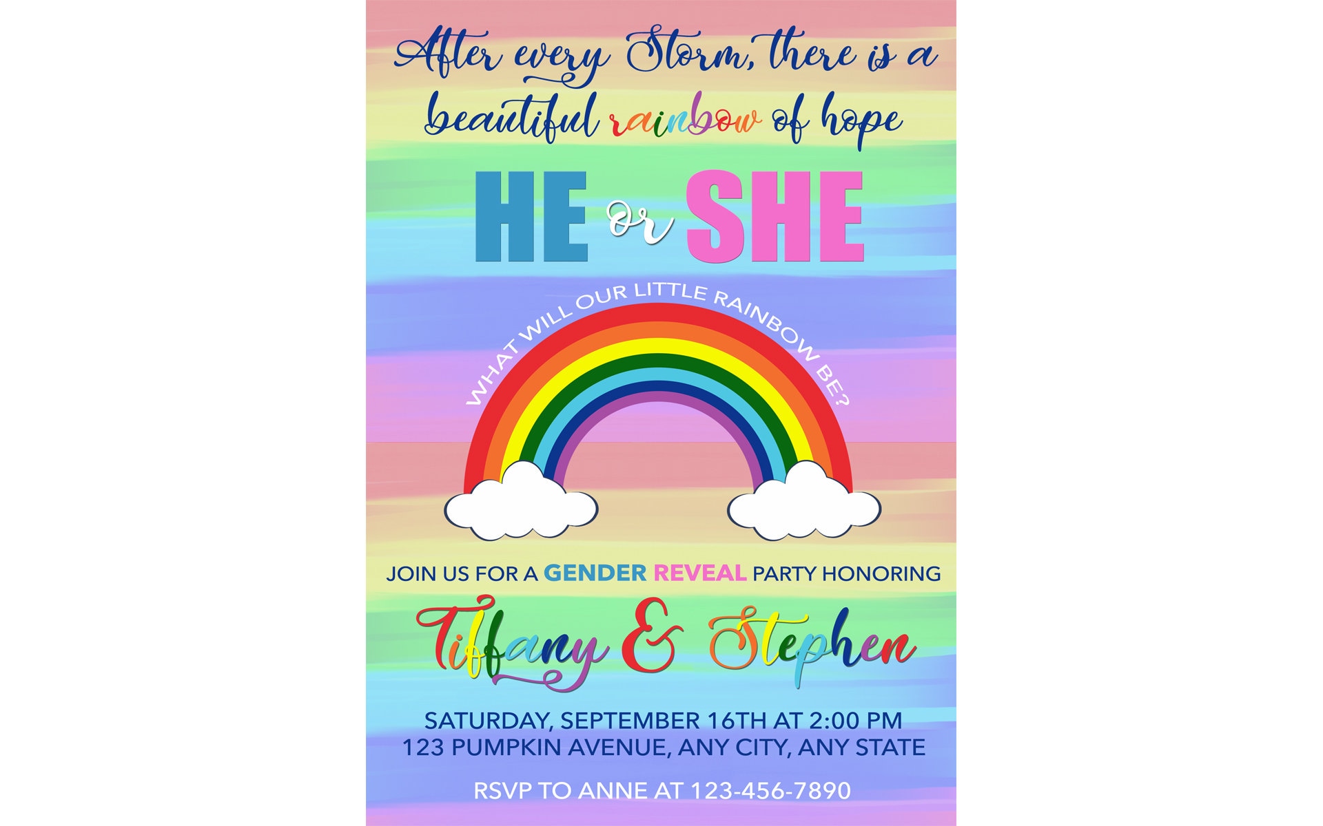 Rainbow Gender Reveal Invitation He or She What Will Our Etsy Canada