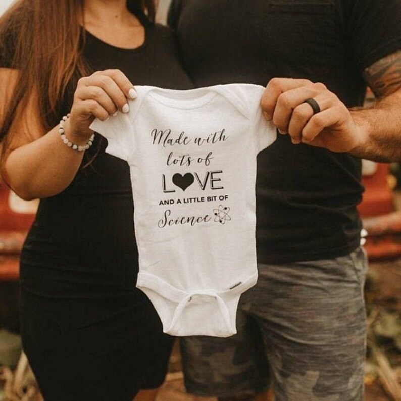 Made with Lots of Love and a Little Bit of Science IVF Baby Bodysuit/ Baby Bodysuit / IVF /Pregnancy Announcement / Gift / Gender Neutral image 4