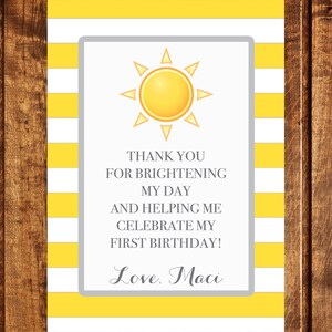 Sunshine Thank you Card, Sunshine Birthday, Sunshine Party, Thank you Note, You are my sunshine, 1er anniversaire, Numérique, Imprimables, Sunshine