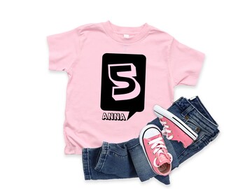 Personalized Birthday T-Shirt, Birthday Girl Shirt, Five Year Old Birthday Shirt, 5th Birthday, Fifth Birthday, Kids Birthday Shirt, Name