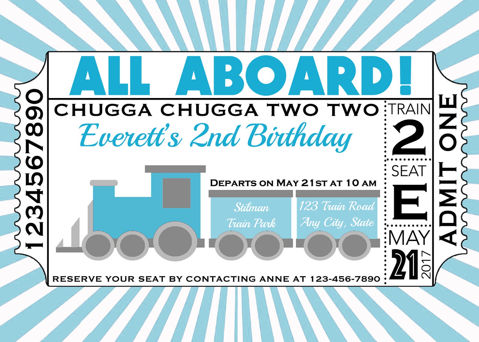 Two Train Invitation Train Invitation, Train Birthday Invitation, Train Ticket Invitation ...