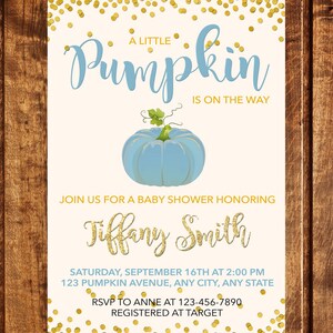 Pompoen Baby Shower Uitnodiging, Pompoen Uitnodiging, Herfst Baby Douche Uitnodiging, Een kleine pompoen is onderweg baby douche uitnodiging, jongen