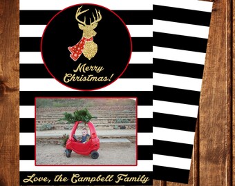Christmas Card, Photo Christmas Card, Photo Holiday Card, Double Sided, DIY Printable Christmas Card
