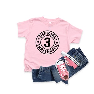 Camiseta oficial de cumpleaños de tres años, camisa de cumpleañera, camisa de cumpleaños de tres años, 3er cumpleaños, tercer cumpleaños, threenager, divertido