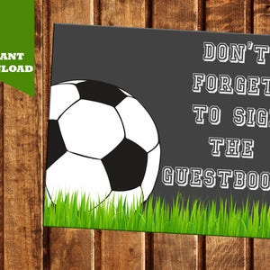 Soccer Birthday Guestbook Sign - PRINTABLE - Sports Guestbook Sign - Instant Download - Please sign the guestbook - Soccer Birthday Party