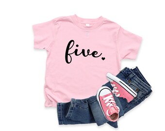 Personalized Birthday T-Shirt, Birthday Girl Shirt, five Year Old Birthday Shirt, 5th Birthday, fifth Birthday, Kids Birthday Shirt, 5
