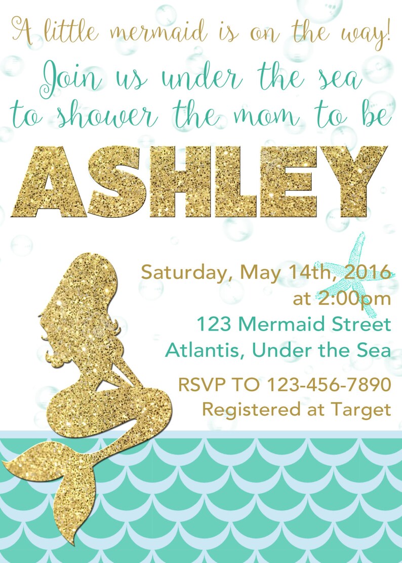 Mermaid Baby Shower Invitation Mermaid Baby Shower Etsy