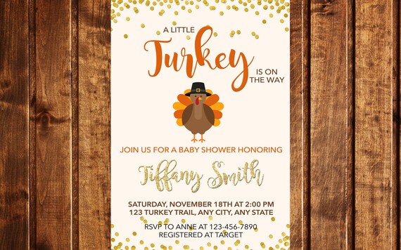 Turkey Baby Shower Invitation, Turkey Invitation, Fall Baby Shower Invitation, A little turkey is on the way baby shower invitation, Digital
