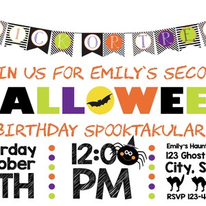 Halloween Geburtstag Einladung Kinder gruselig Halloween Geburtstag Einladung gruselig spooktacular druckbar blau druckbar Junge oder Mädchen spooktacular