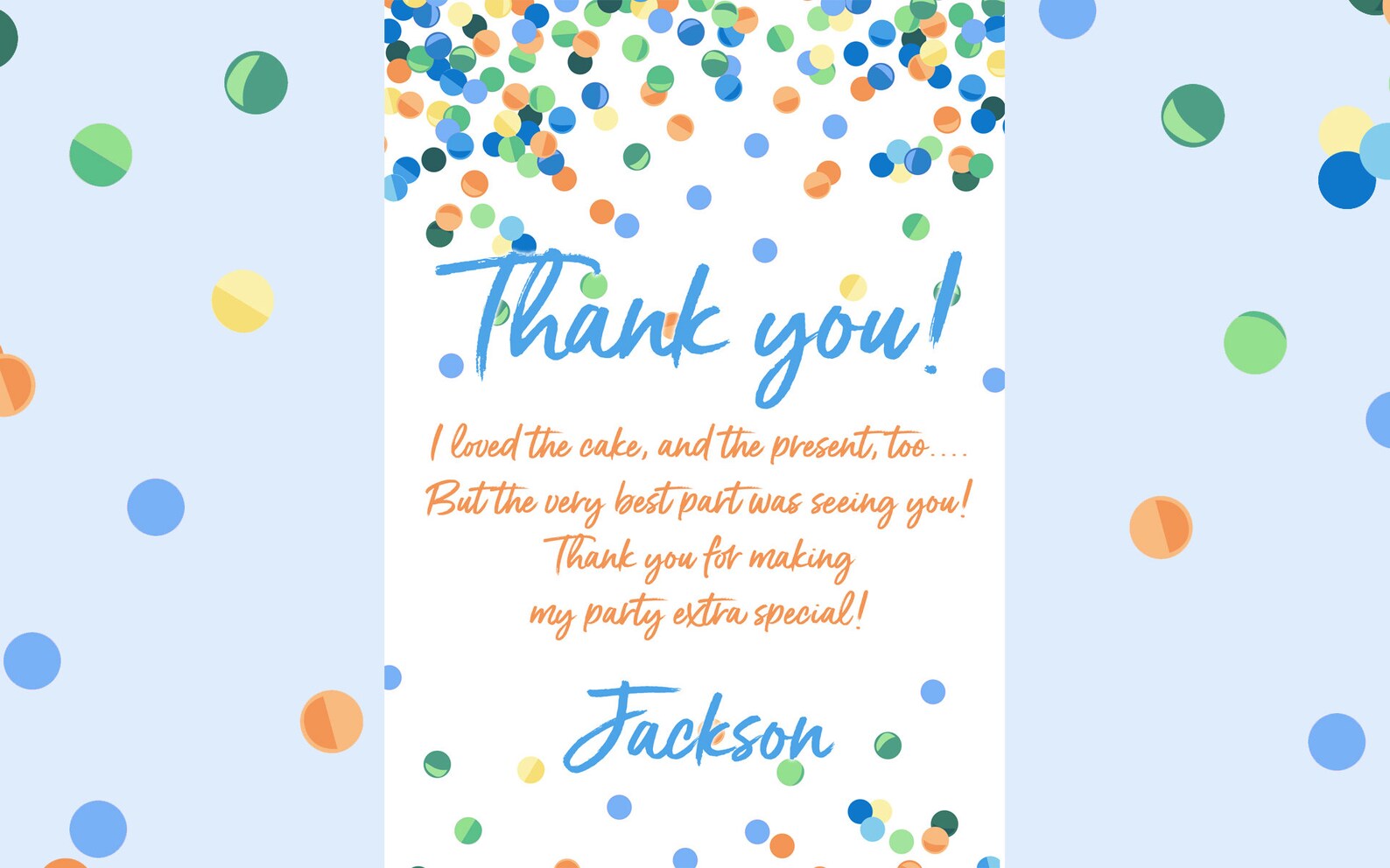 Confetti Thank You Card Blue Confetti Confetti Thank You Etsy