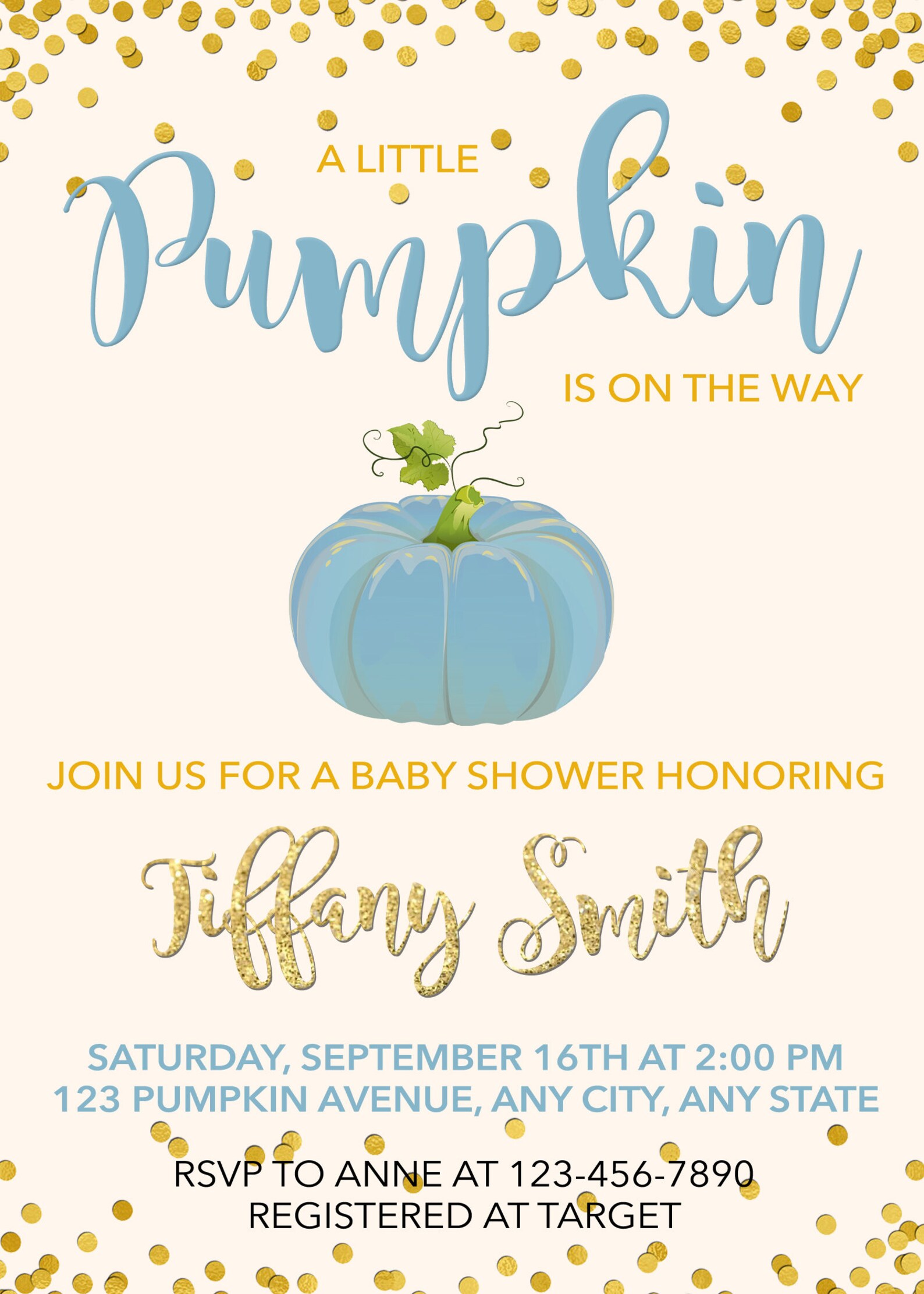 Pumpkin Gender Reveal Invitation Pumpkin Baby Shower Etsy