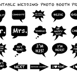 Hochzeit Photo Booth Prop, Tafel Hochzeit Sprechblase Photo Booth Prop, Instant Download, Party Printable