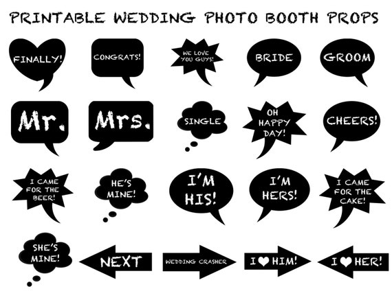 Wedding Photo Booth Prop Chalkboard Wedding Speech Bubble Photo Booth Prop Instant Download Party Printable