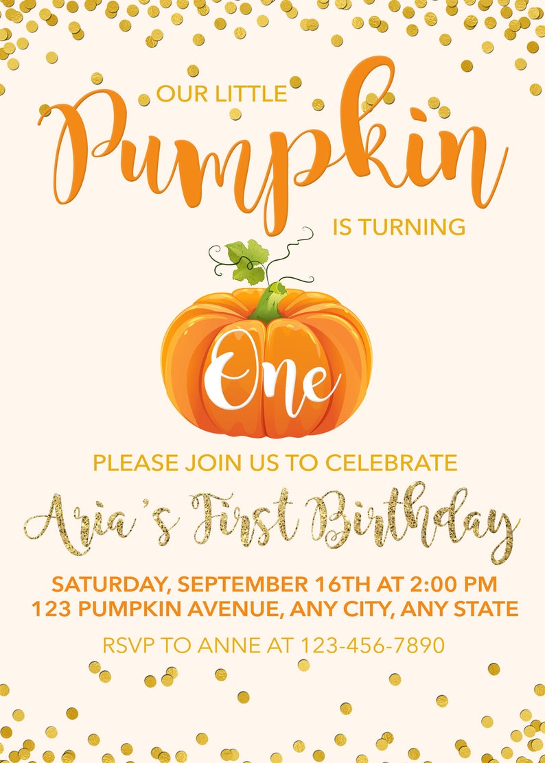Pumpkin Birthday Invitation Pumpkin Birthday Pumpkin Etsy