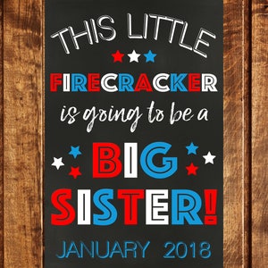 4 de julio Embarazo Anuncio Signo, DIGITAL, 4 de julio Embarazo Revelación, Nuevo Baby Chalkboard Cartel, Este pequeño petardo va