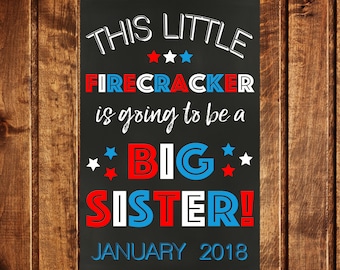 4th of July Pregnancy Announcement Sign, DIGITAL, 4th of July Pregnancy Reveal, New Baby Chalkboard Poster, This little firecracker is going