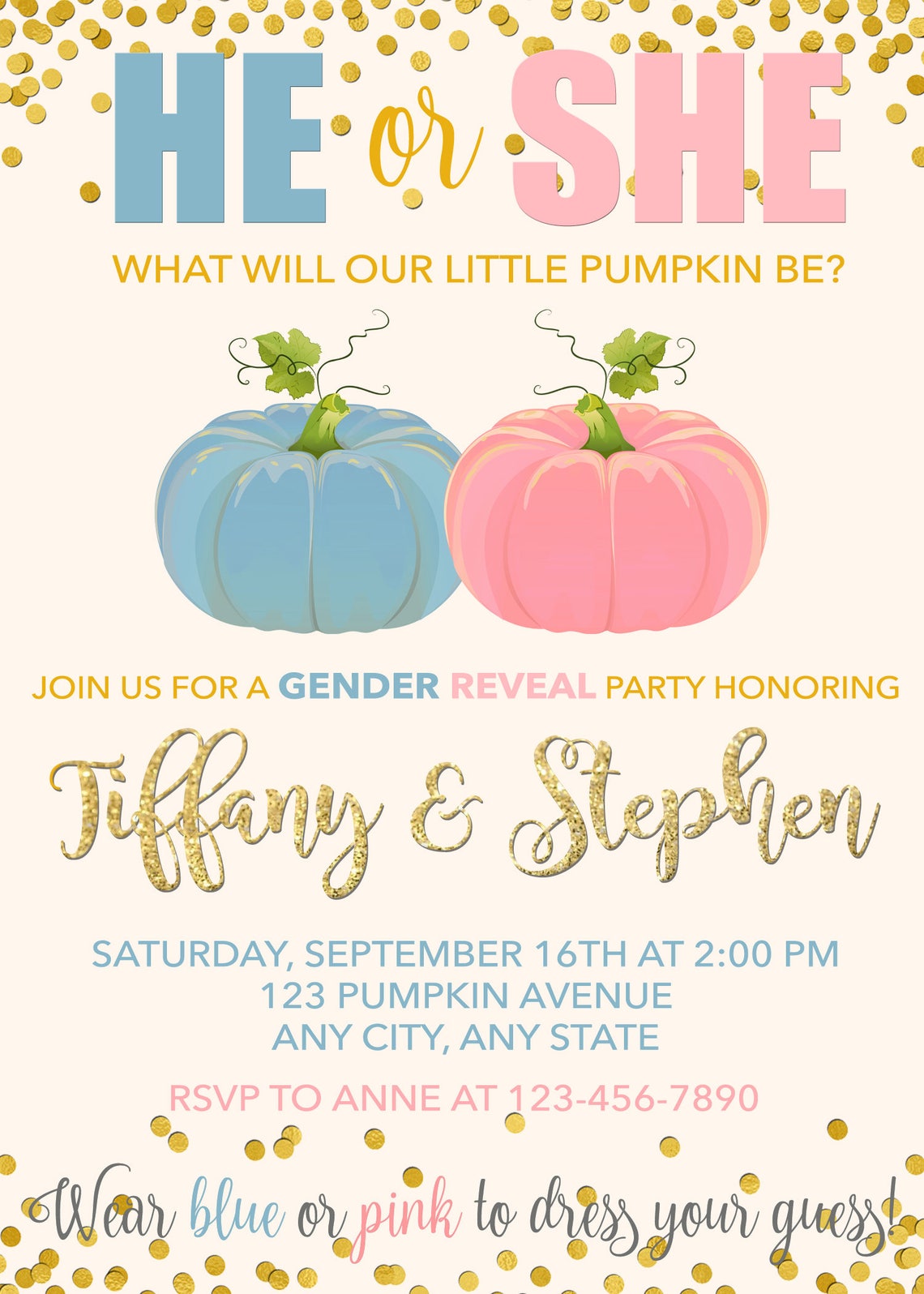 Pumpkin Gender Reveal Invitation Pumpkin Baby Shower Etsy