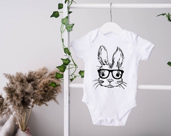 Easter Bunny With Glasses Bodysuit,Bunny With Glasses Bodysuit,Kids Easter Shirt,Cute Easter Bodysuit,Easter Day Bodysuit, Easter Bunny