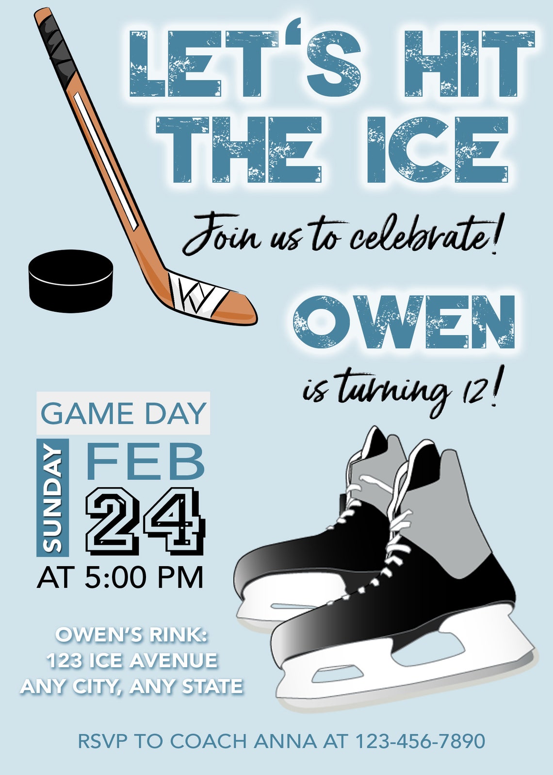 Hockey Invitation Hockey Birthday Invitations Hockey Etsy