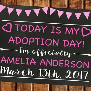 Adoption Ankündigung, Adoption Tag, druckbare, Adoption Geschenke, Adoption Tafel Zeichen, Adoption druckbare, Adoption Karte, Mädchen Adoption