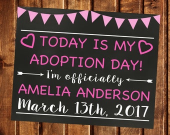 Adoption Announcement, Adoption Day, Printable, Adoption Gifts, Adoption chalkboard sign, Adoption Printable, Adoption card, Girl Adoption
