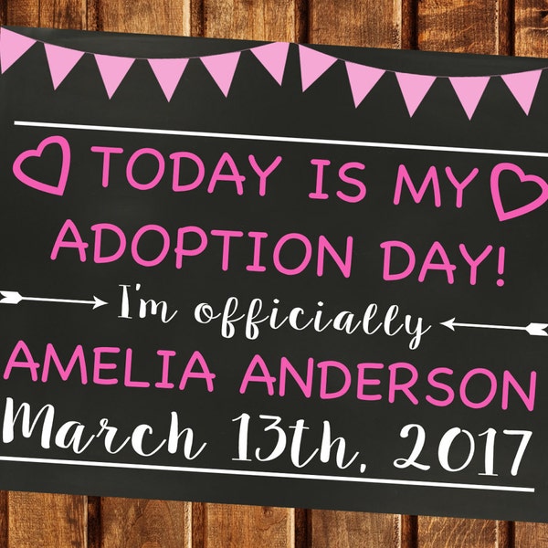 Adoption Announcement, Adoption Day, Printable, Adoption Gifts, Adoption chalkboard sign, Adoption Printable, Adoption card, Girl Adoption