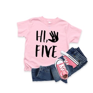 High Five Birthday T-Shirt, Birthday GIRL Shirt, Five Year Old Birthday Shirt, 5th Birthday, Fifth Birthday, Kids Birthday Shirt, Number 5