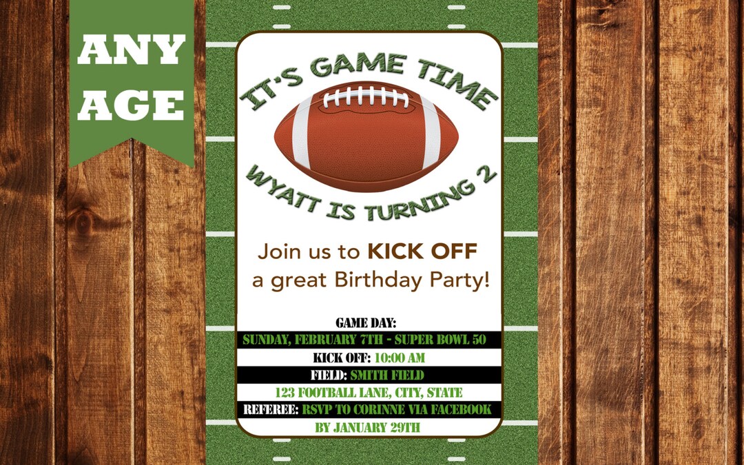Football Birthday Invitation - Sports Birthday - Football Printable ...