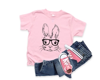 Easter Bunny With Glasses Shirt,Bunny With Glasses Shirt,Kid's Easter Shirt,Cute Easter Shirt,Easter Day Shirt for girls, Easter Bunny Shirt