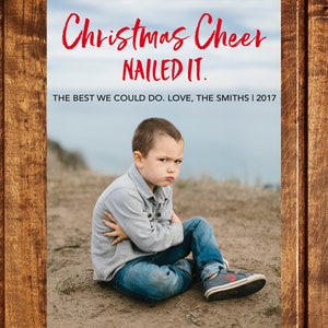 Tarjeta de Navidad divertida, tarjeta de vacaciones divertida, tarjeta de vacaciones de la foto, doble cara, tarjeta de Navidad imprimible, alegría de Navidad clavada, humor