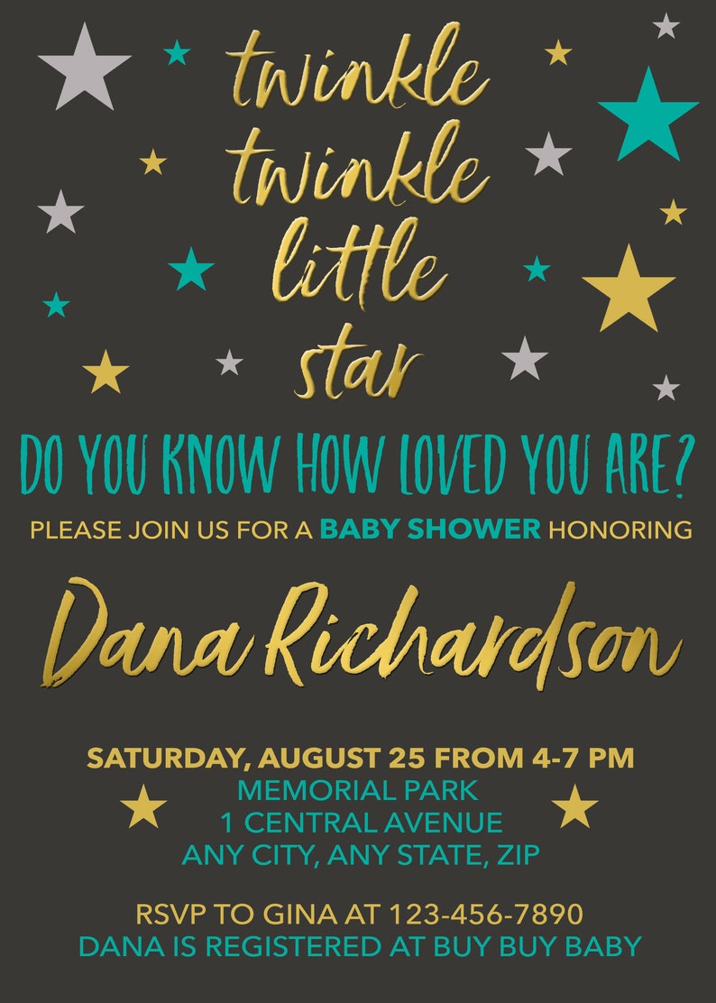 Twinkle Twinkle Little Star Baby Shower Invitation Digital or Etsy