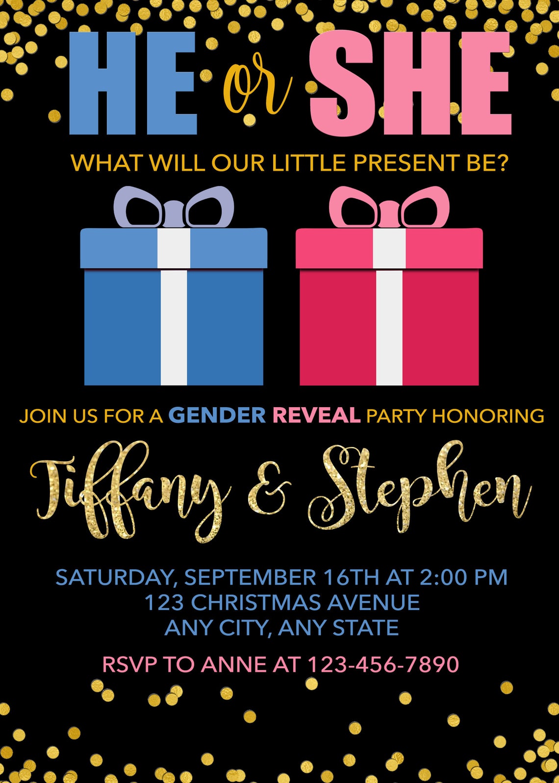 Christmas Gender Reveal Invitation Christmas Baby Shower Etsy