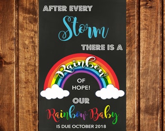 Rainbow Baby Pregnancy Announcement, Rainbow Baby Pregnancy Reveal, Rainbow Baby Announcement, New Baby Pregnancy Digital Poster