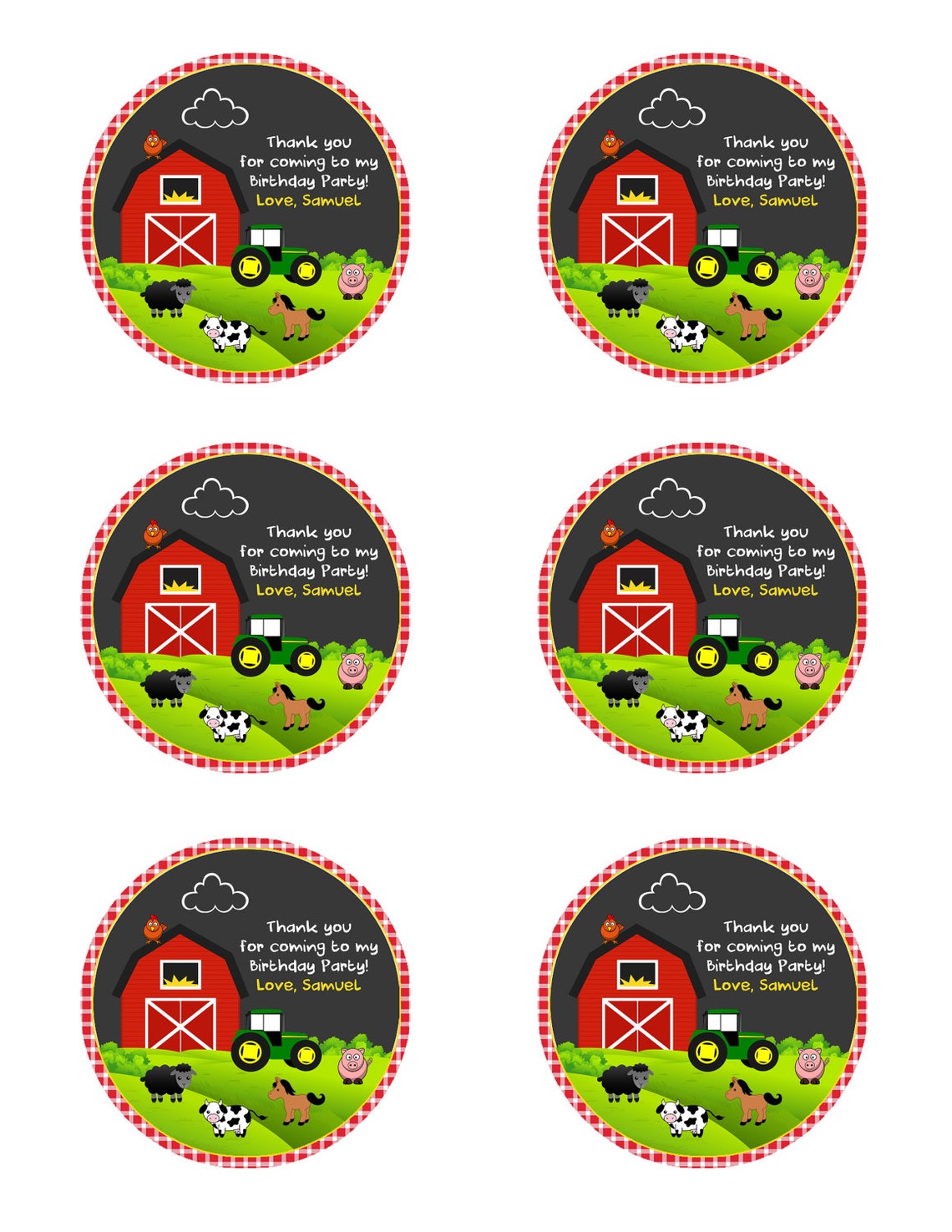 Farm Thank You Tags Farm Favor Tags Farm Party Farm Etsy