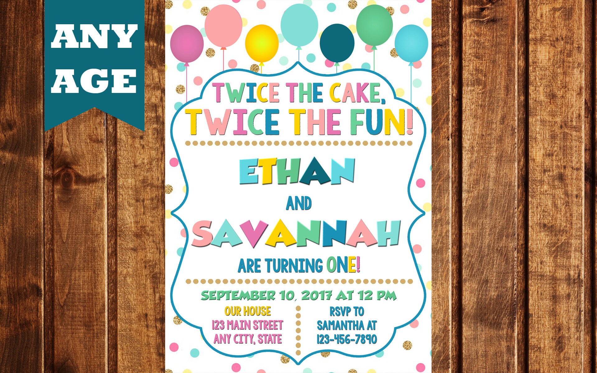 Joint Combined Birthday Party Invitation Twins Birthday Etsy