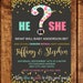 Gender Reveal Invitation, He or She what will baby be, Baby Gender Reveal Invitation, Baby Reveal, He or she Gender Reveal, Questionmark