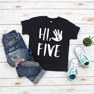 High Five Birthday T-Shirt, Birthday Boy Shirt, Five Year Old Birthday Shirt, 5th Birthday, Fifth Birthday, Kids Birthday Shirt, Number 5