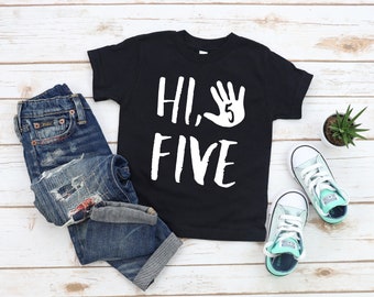 High Five Birthday T-Shirt, Birthday Boy Shirt, Five Year Old Birthday Shirt, 5th Birthday, Fifth Birthday, Kids Birthday Shirt, Number 5